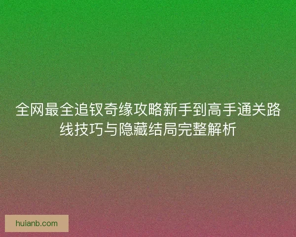 全网最全追钗奇缘攻略新手到高手通关路线技巧与隐藏结局完整解析